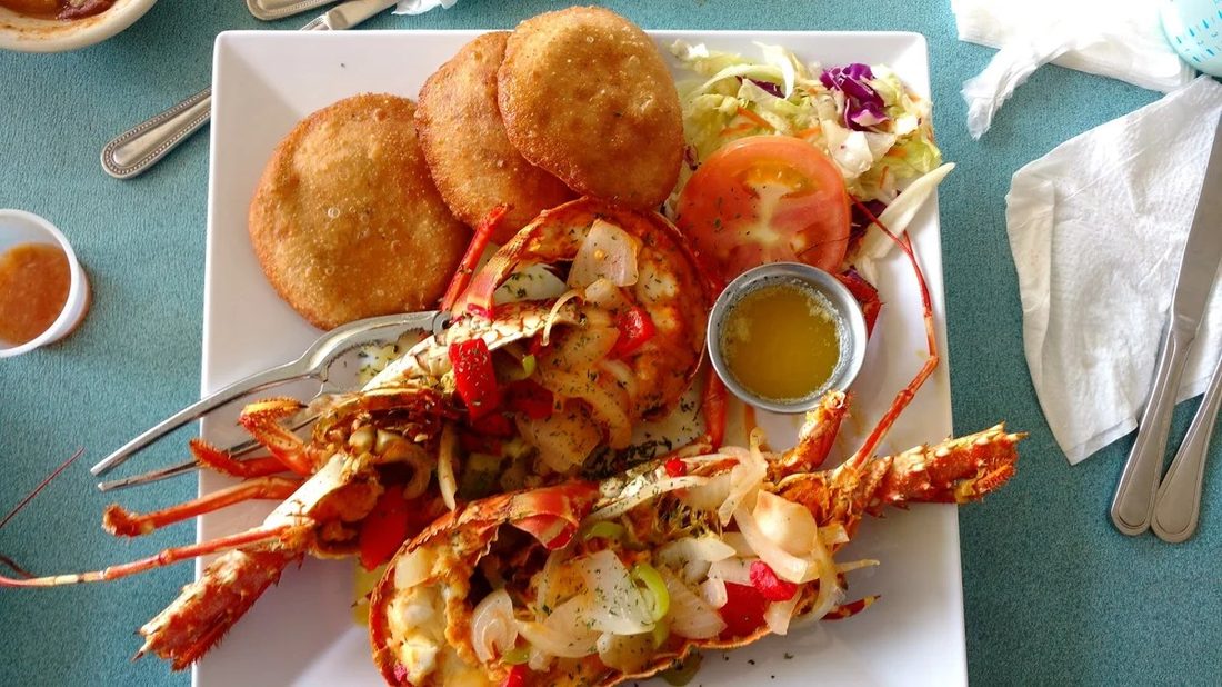Whole Caribbean lobster platter